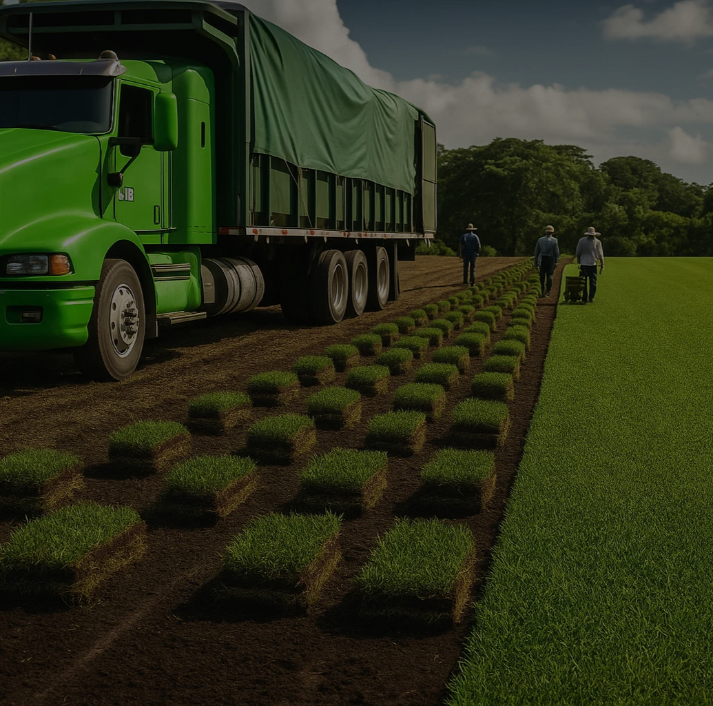 Entrega de pasto San Agustín en rollo a proyecto en México